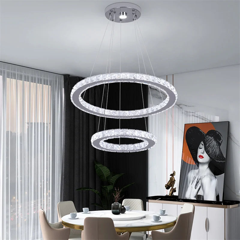 Modern Crystal Chandeliers Ring-Shaped Pendant Lights Living Room And Kitchen Decoration Led Ceiling Lamps Hanging Luminaire