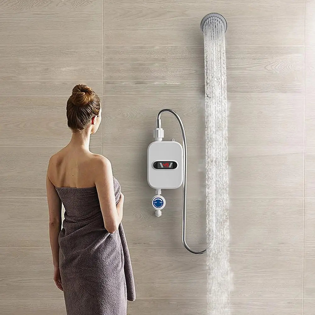3500W 220V Tankless Water Heater Overheating Protection Portable Water Heater with LCD Temperature Display Use for RV Cabin Barn