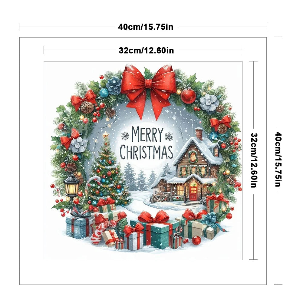 Full Embroidery Eco-cotton Thread 14CT Counted Christmas House Cross Stitch Kit