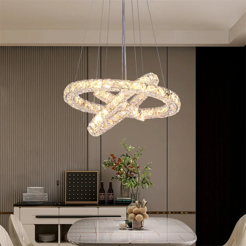 Modern Crystal Chandeliers Ring-Shaped Pendant Lights Living Room And Kitchen Decoration Led Ceiling Lamps Hanging Luminaire