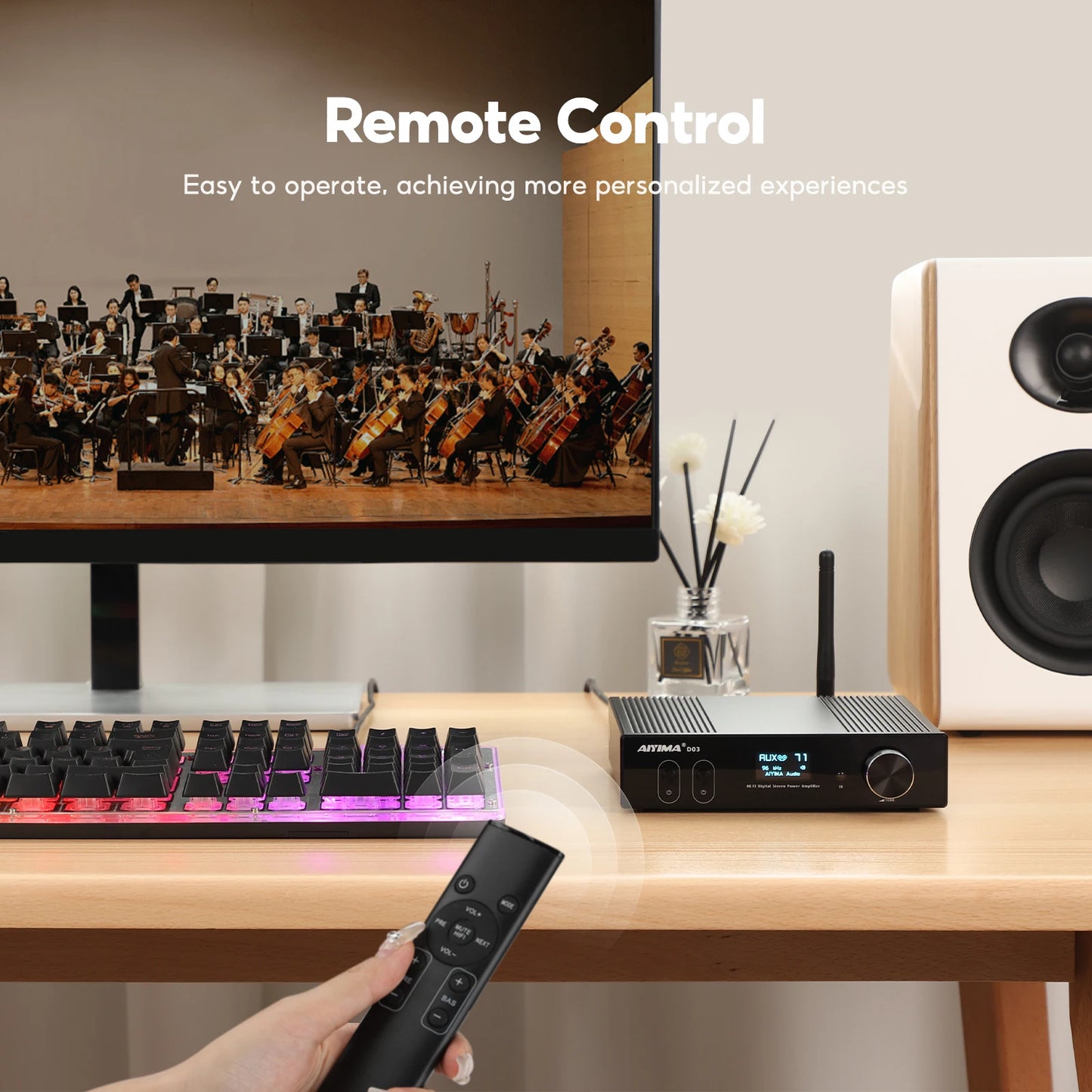 AIYIMA D03 Bluetooth Amplifier 150Wx2 Stereo HiFi Sound Amplificador Subwoofer Amplifiers USB DAC OLED APTX DIY 2.1 Home Audio