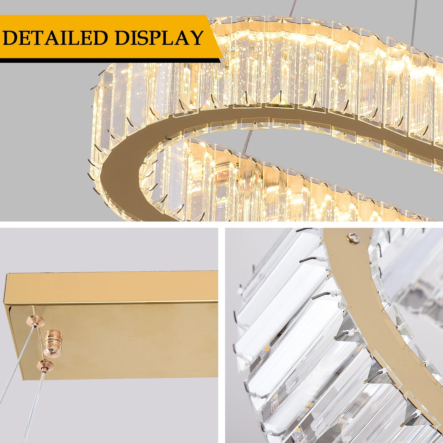 Modern Pendant Light Luxury Crystal Oval Design Led Chandelier Ceiling Lamp Nordic Hanging Fixture Living Bedroom Hotel Lustres