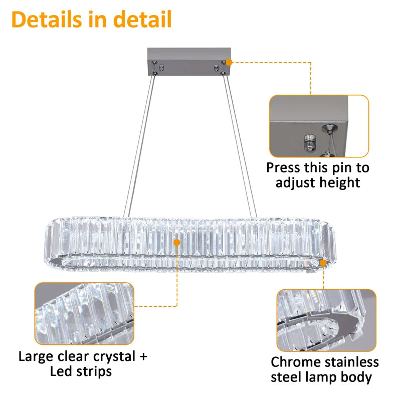 Modern Crystal Chandeliers Ring-Shaped Pendant Lights Living Room And Kitchen Decoration Led Ceiling Lamps Hanging Luminaire