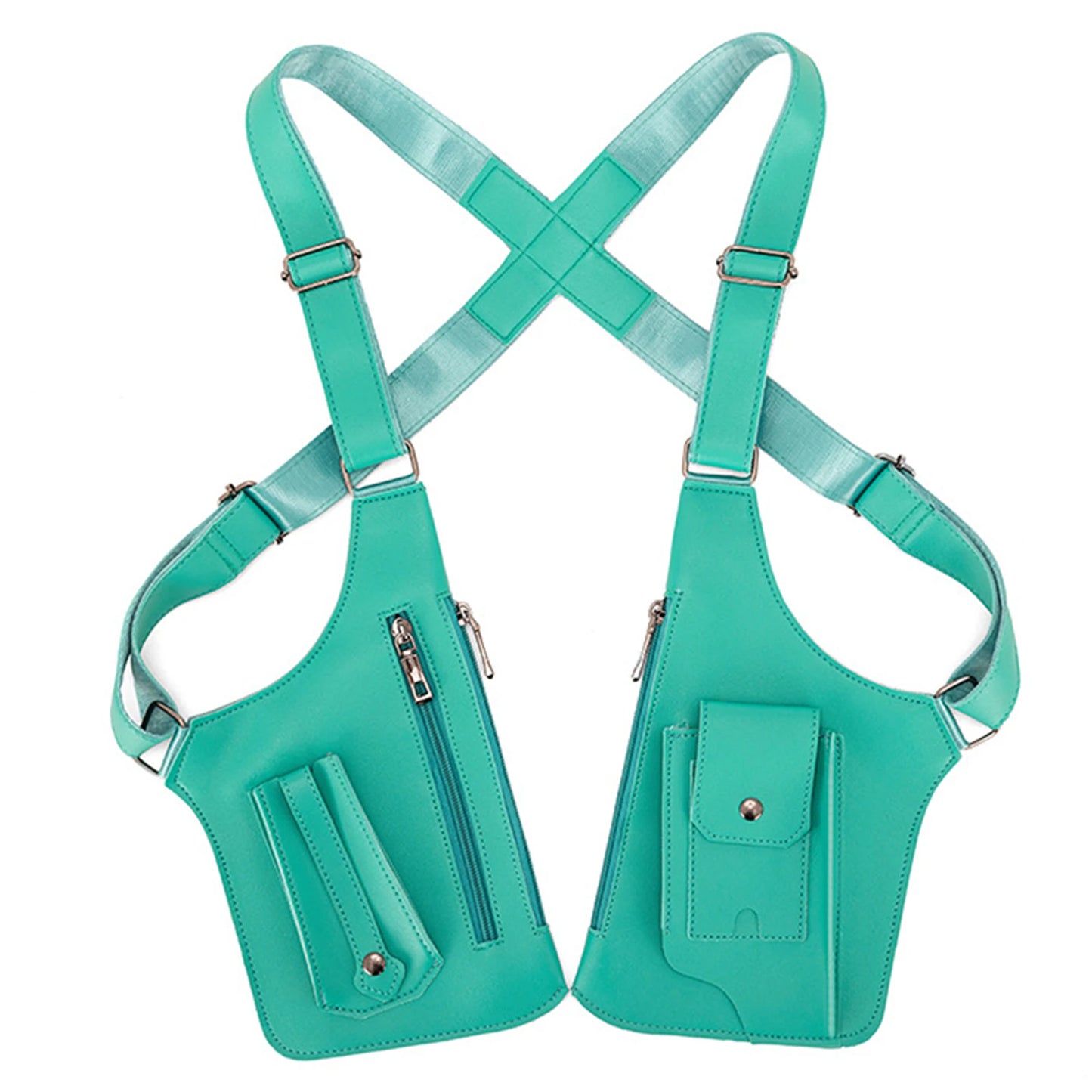 PU Leather Double Shoulder Armpit Bag Multi-Pocket Underarm Strap Wallet Pocket Anti-Theft for Men Women Travel Outdoors