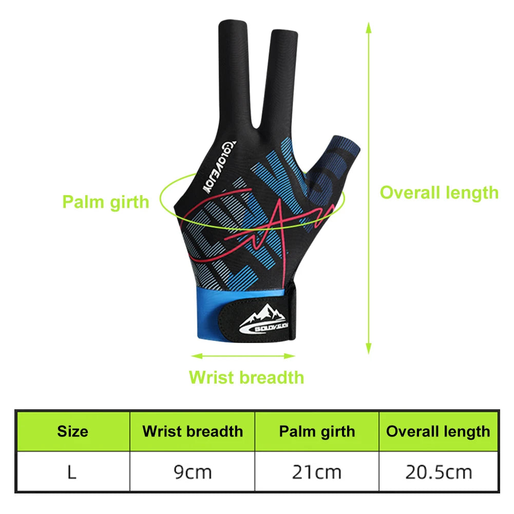 Billiards Glove Left Hand Anti-Slip 3 Finger Snooker Billiard Glove Adjustable Snooker Pool Gloves for Men Billiard Accessories