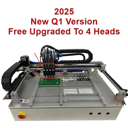 Q1 Dual Heads 25 Bits Desktop Full Automatic SMT Pick Place Machine Chip Mounter Solder Station with 4 Head