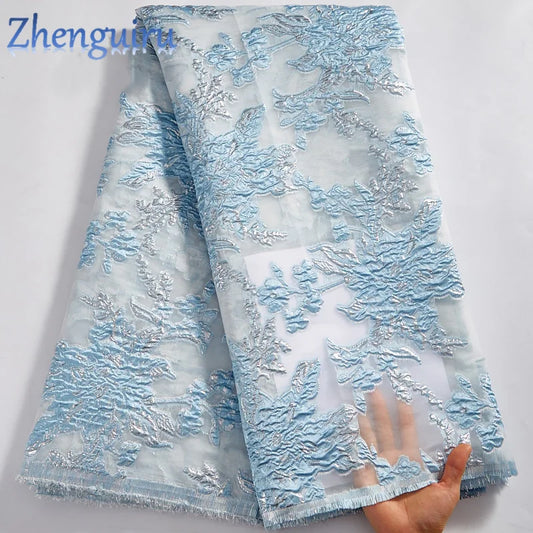 French Organza Brocade Lace Fabric 2025 High Quality Gilding Luxury Nigerian Lace Fabric Elegant Party Dress for Women A2579