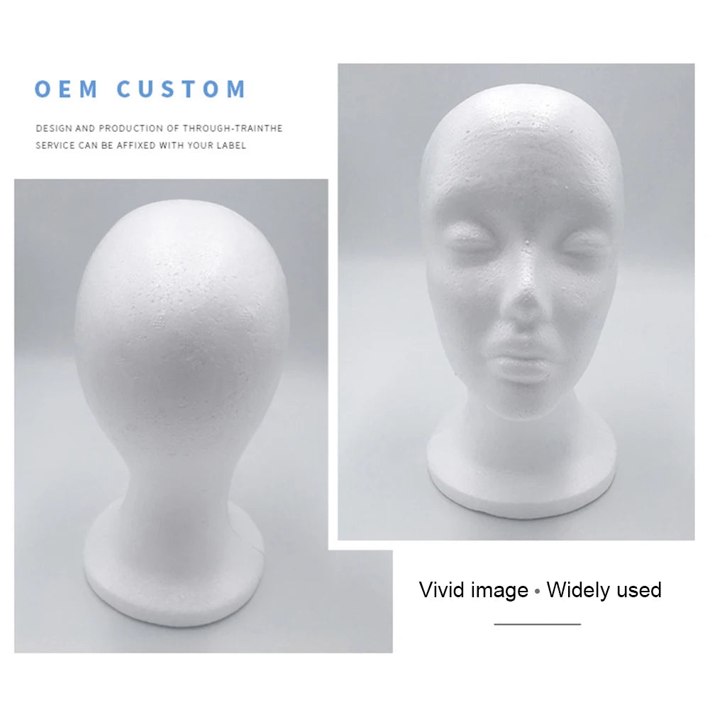 Foam Female Mannequin Head Model EPS Flocking Wigs Glasses Cap Display Holder Stand Model Photo Studio Shooting Prop