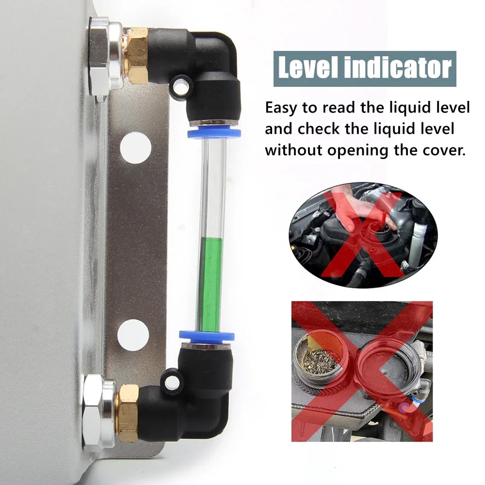 Universal  Aluminum 1L/2L Engine Coolant  Radiator Overflow Tank  Oil Catch Can Square Overflow Tank With Drain Plug