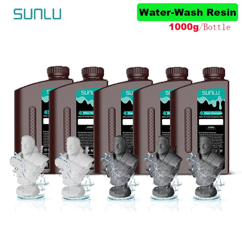 SUNLU 5KG Water Washable 3D Printer Resin 395-405nm 1kg 3D Resin Fast Curing 3D Resin for 2K 4K 8K LCD DLP SLA Resin 3D Printer