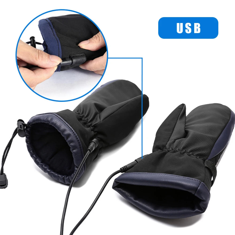Winter Gloves Electric Heating Gloves USB Charging Snowboard Gloves Cold-Proof 3 Gear Temperature for Climbing Hiking Cycling