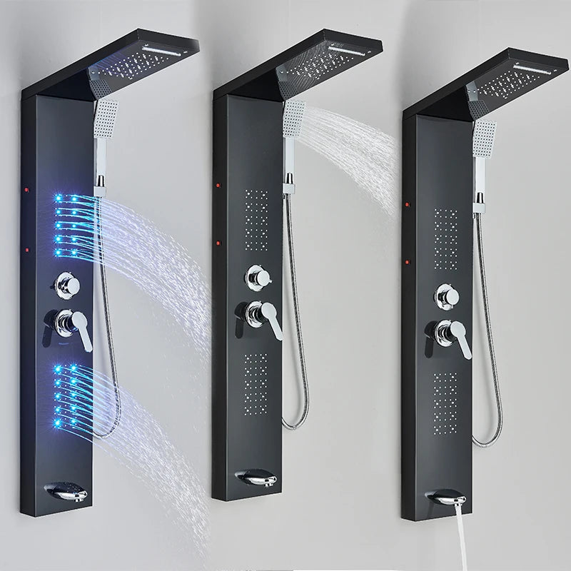 ULGKSD Bathroom Shower Panel LED Light Bathroom Faucet Hot&Cold Rainfall Mixer Tap Modern Bathroom Faucet Shower Column For Bath