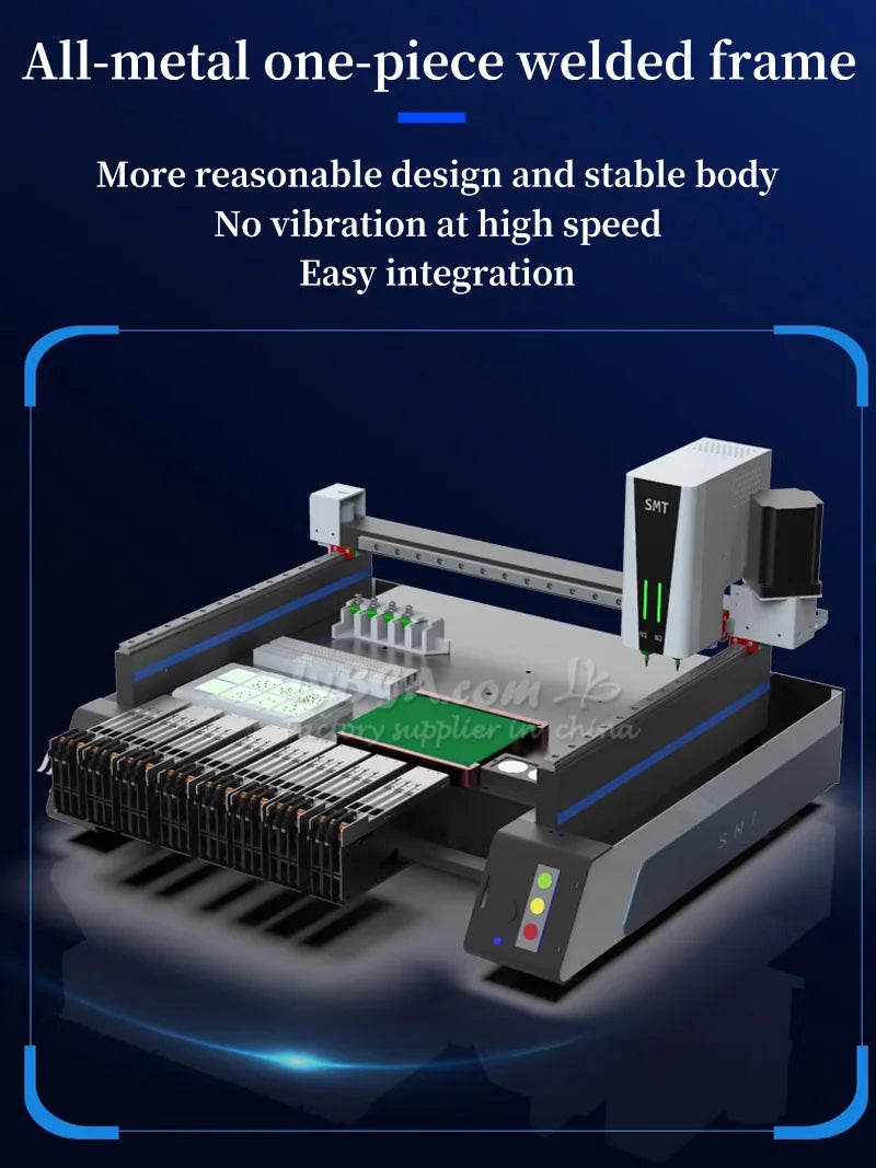 K1 PRO Automatic SMT Pick Place Machine Chip Mounter LED SMD Dual Heads Triple Vision Camera System High Speed Nozzles