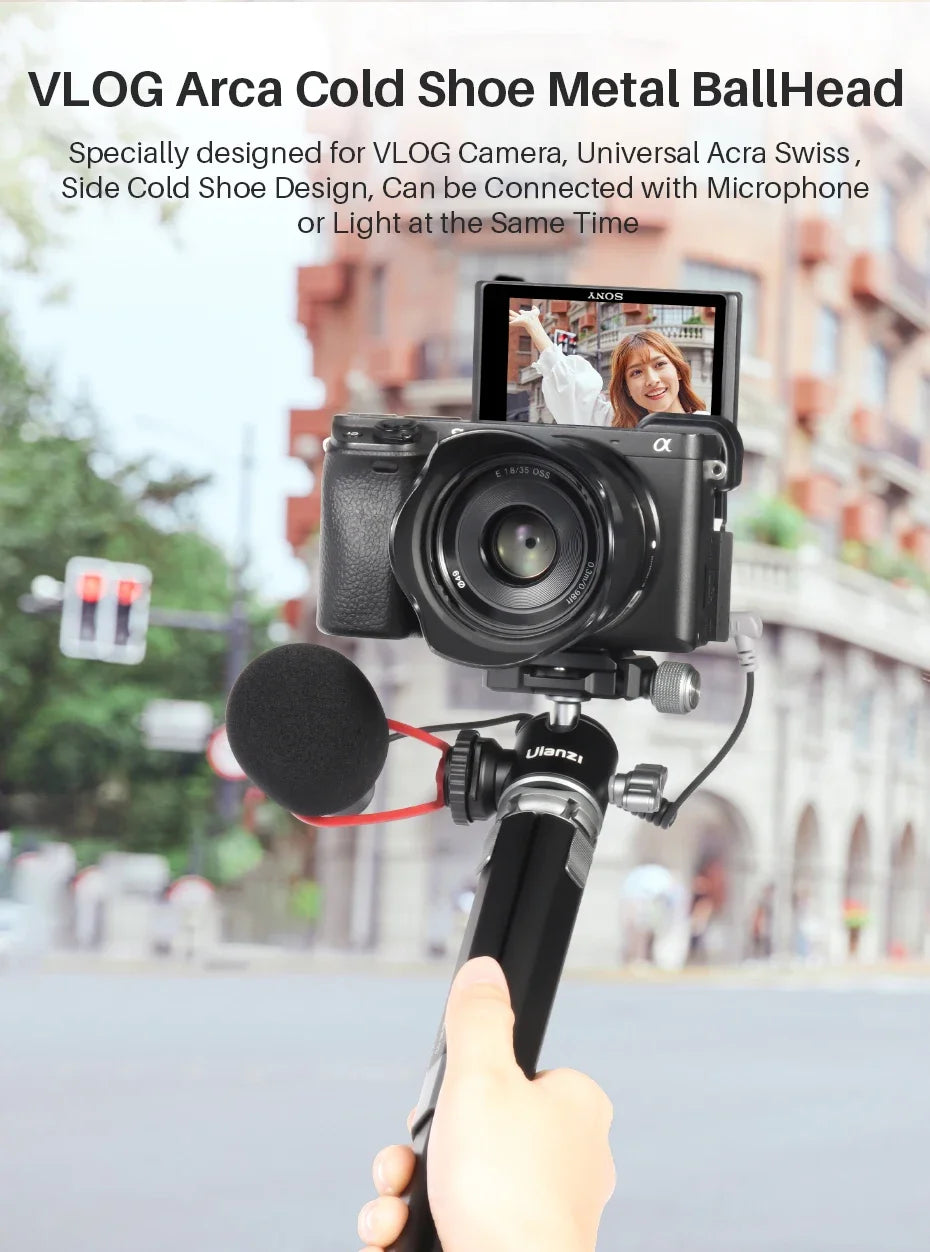 Ulanzi MT-24 Vlog Lite Metal Tripod With Ballhead Extendable 1/4'' Tripod Monopod Cold Shoe Arca Quick Swiss 2.5KG Max Load