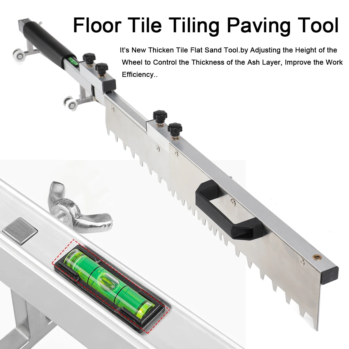 800mm Thicken Tile flat sand tools Adjustable Floor tiles flat ash Leveling Paving Tile Sand rake bricklayer Hand Tools