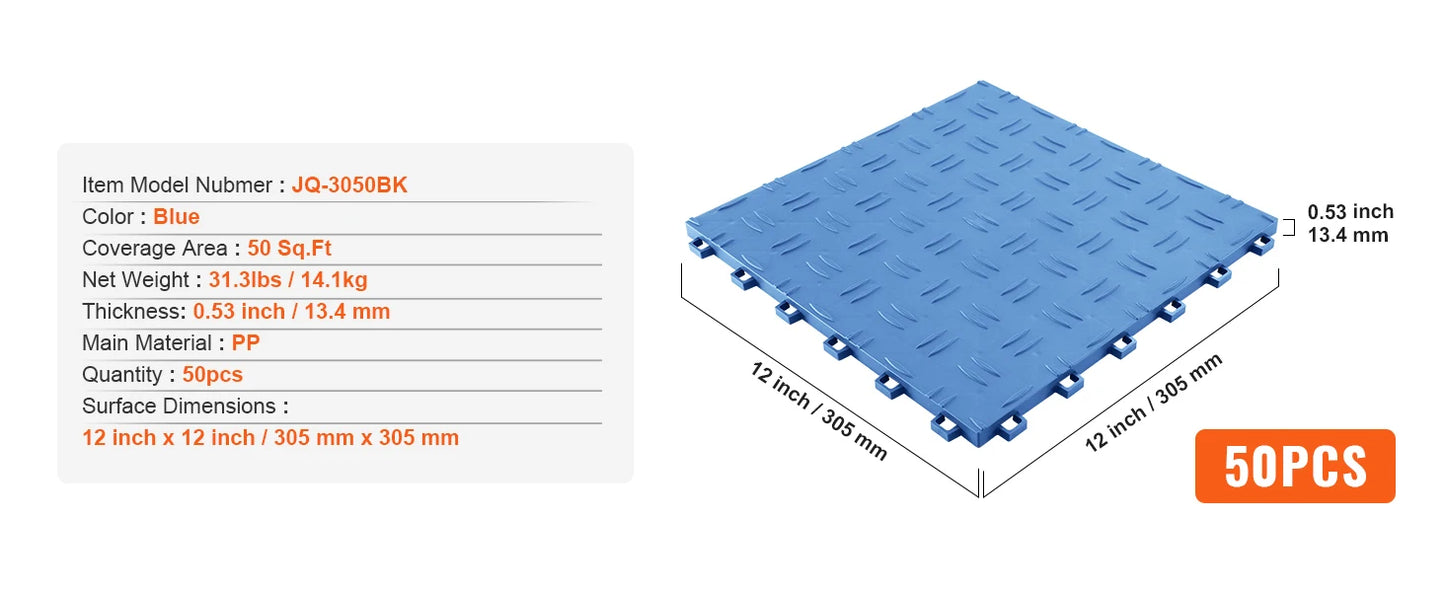 SucceBuy Garage Tiles Interlocking Garage Floor Covering Tiles Non-Slip Double-Sided Texture for Garages Basements Repair Shops