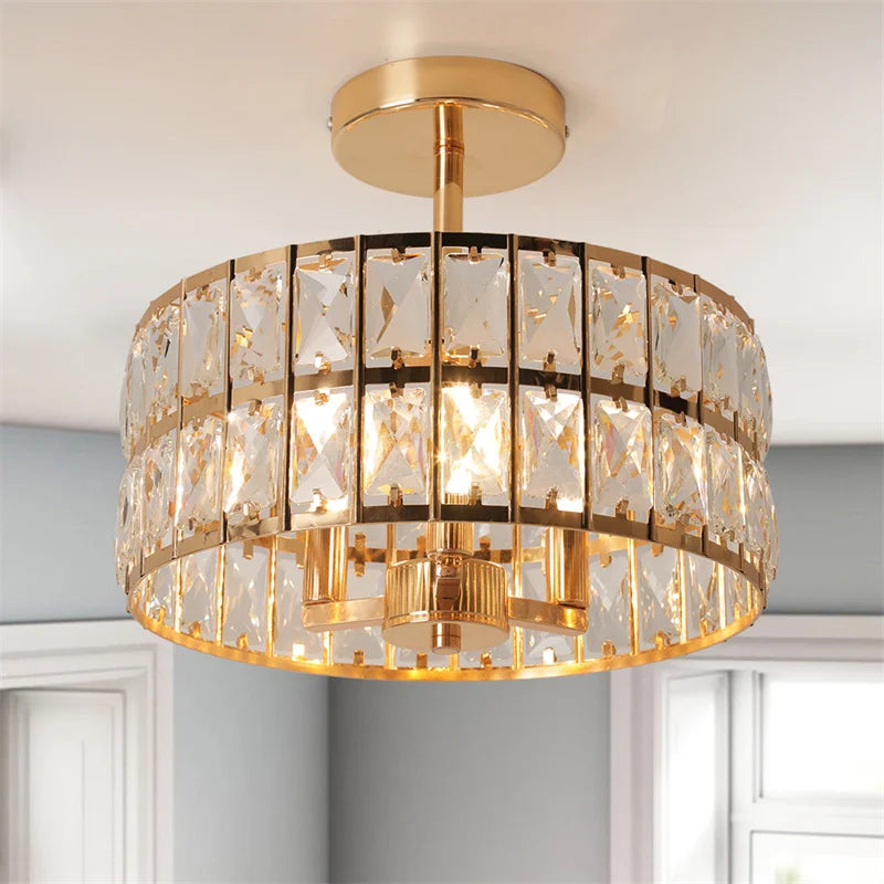 K9 Crystal Dining Table Pendant Lamp Bedroom Hanging Lamp Retro Luxury Style Suitable For Kitchen Plafon Ceiling Chandelier