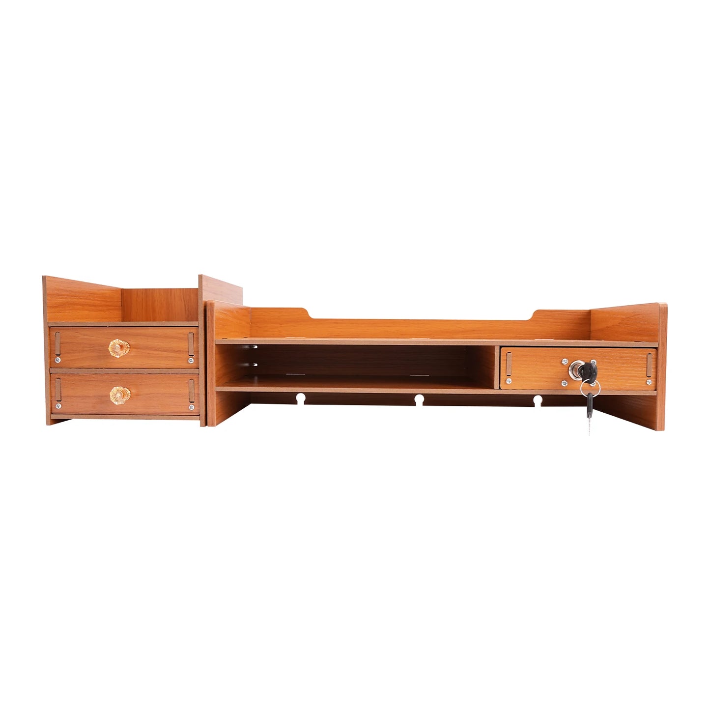 Wooden Desk Organizer W/ Drawer File Storage Desk Monitor Riser Computer Stand
