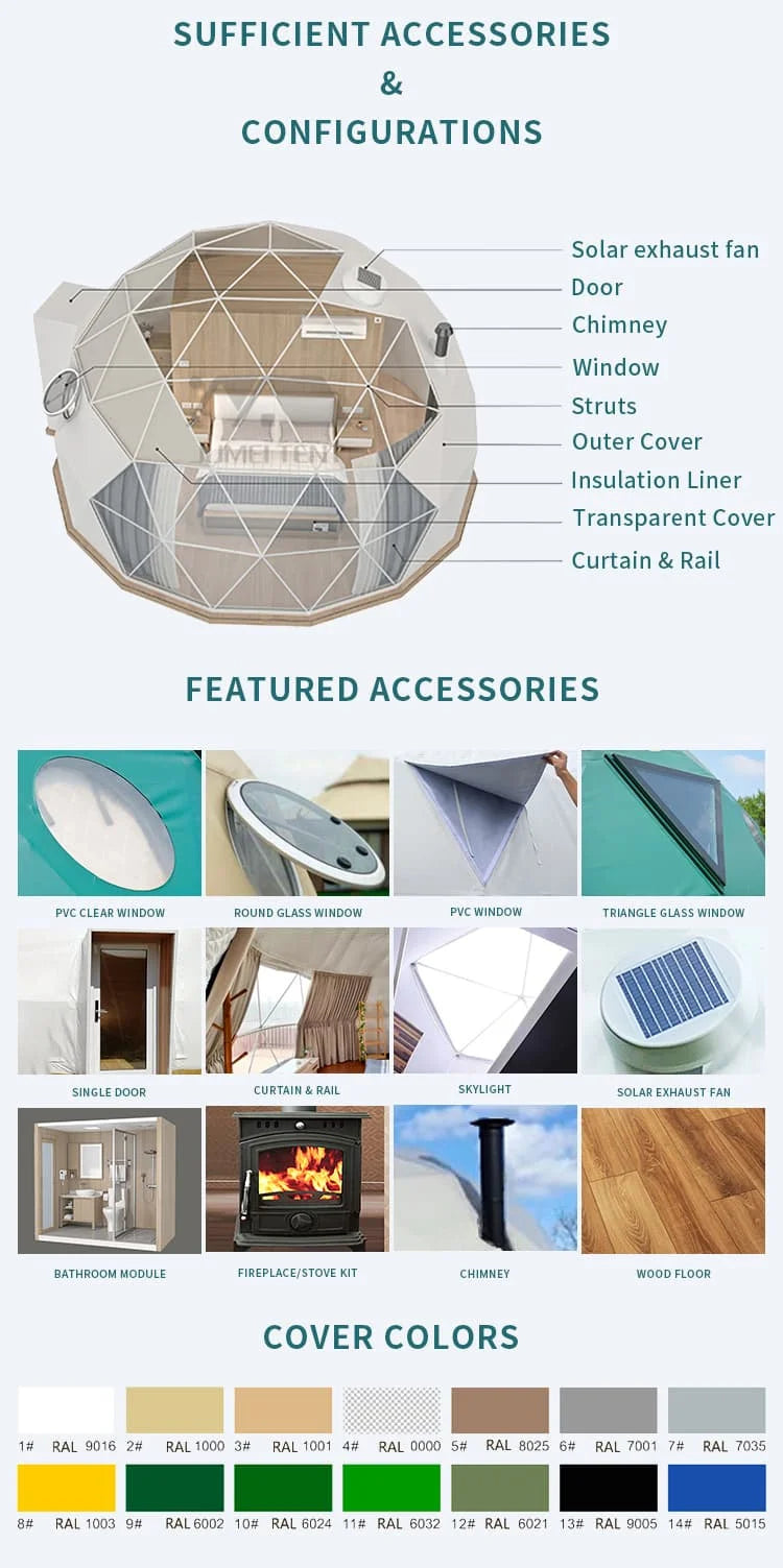 Trade Show Tent 6~9m Diameter Transparent Geodesic Luxury Dome Hotel Manor Tents Hotel Forest Glamping Round Dome Tent Outdoors