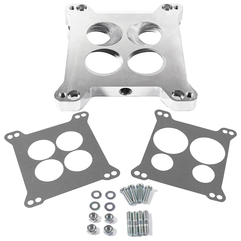 Edelbrock 2696 Carburetor Spacer Four-Hole Square-Bore to Spread-Bore For Quadrajet & Thermo-Quad Manifold Base 0.85in Venturi