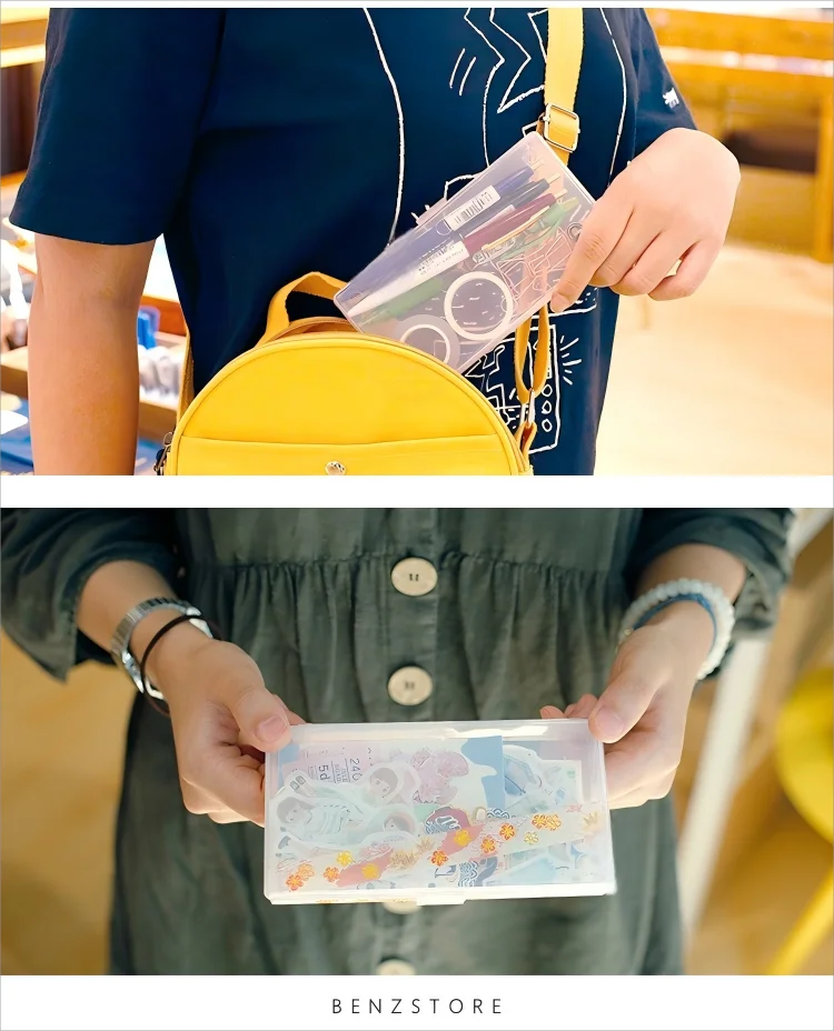 Large-Size Clear Plastic Desk Organizer: Transparent Storage Box with Sorting Function for Student Stationery