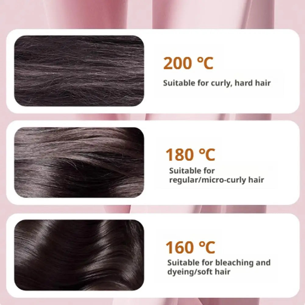 Mini Rechargeable Hair Straightener Brush: 3-Speed Temp Control, Anti-Scald Shell, Lightweight & Portable for Travel