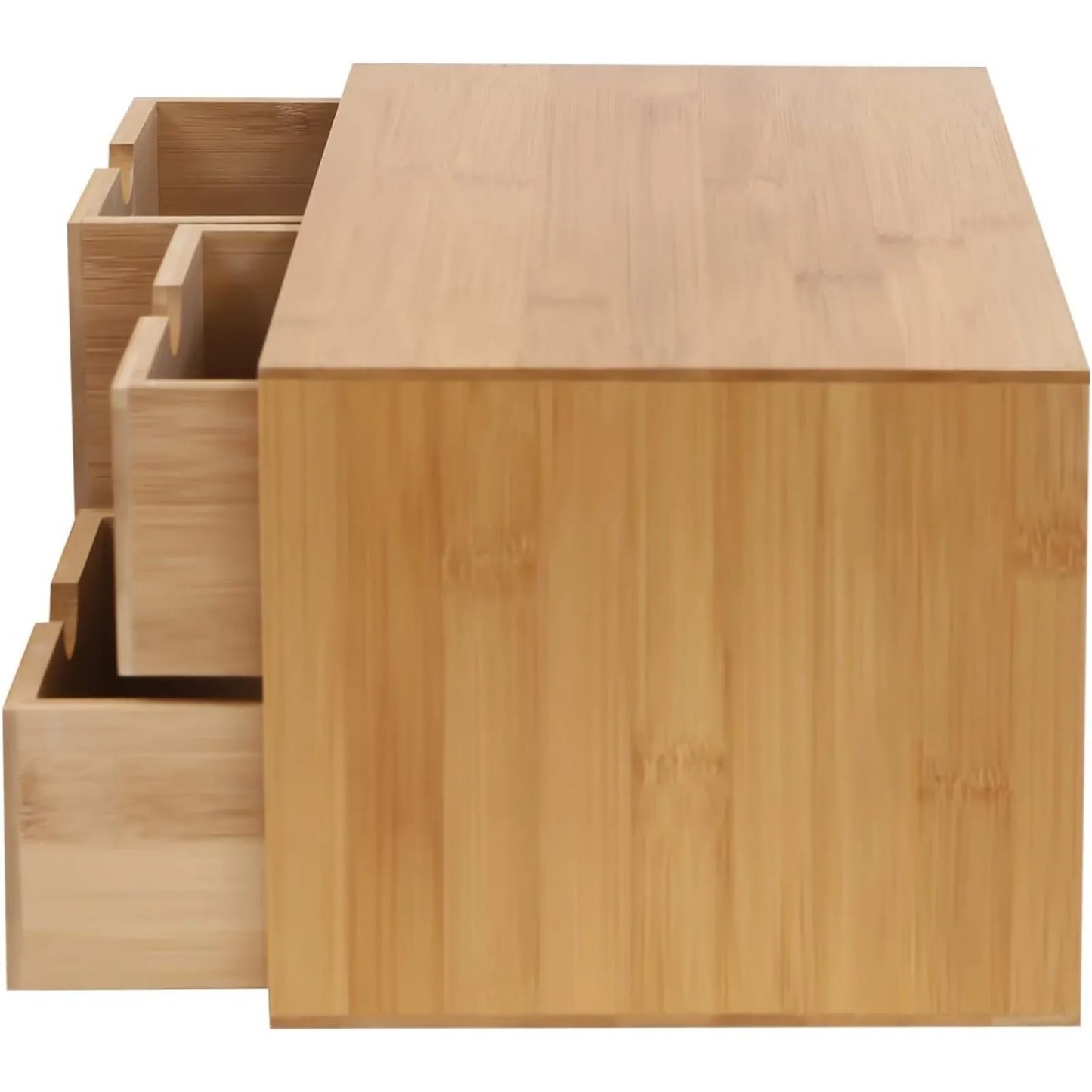 Desktop Drawers, Bamboo Desk Organizer Drawer, Tabletop Storage Organization Box, Recess Handles, Flat Top for Office Home