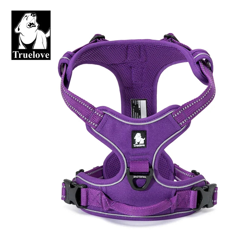 Truelove Pet Harness Reflective Nylon Large Pet Dog Harness All Weather Padded Adjustable Safety Vehicular Leads for Dog TLH5651