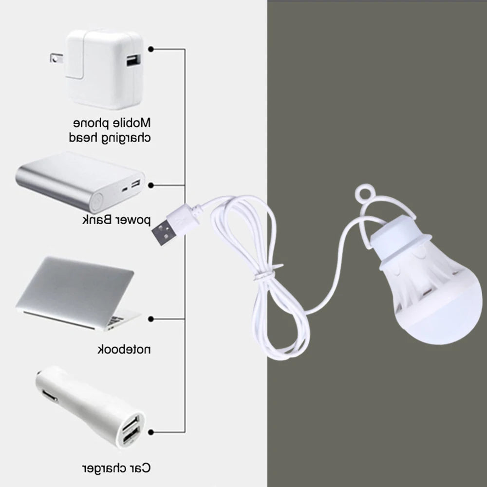 ZK50 LED Light Portable 5W Light Bulb Student Reading Learning Camping Outdoor Lighting Camping Light Mini USB Pendant Light