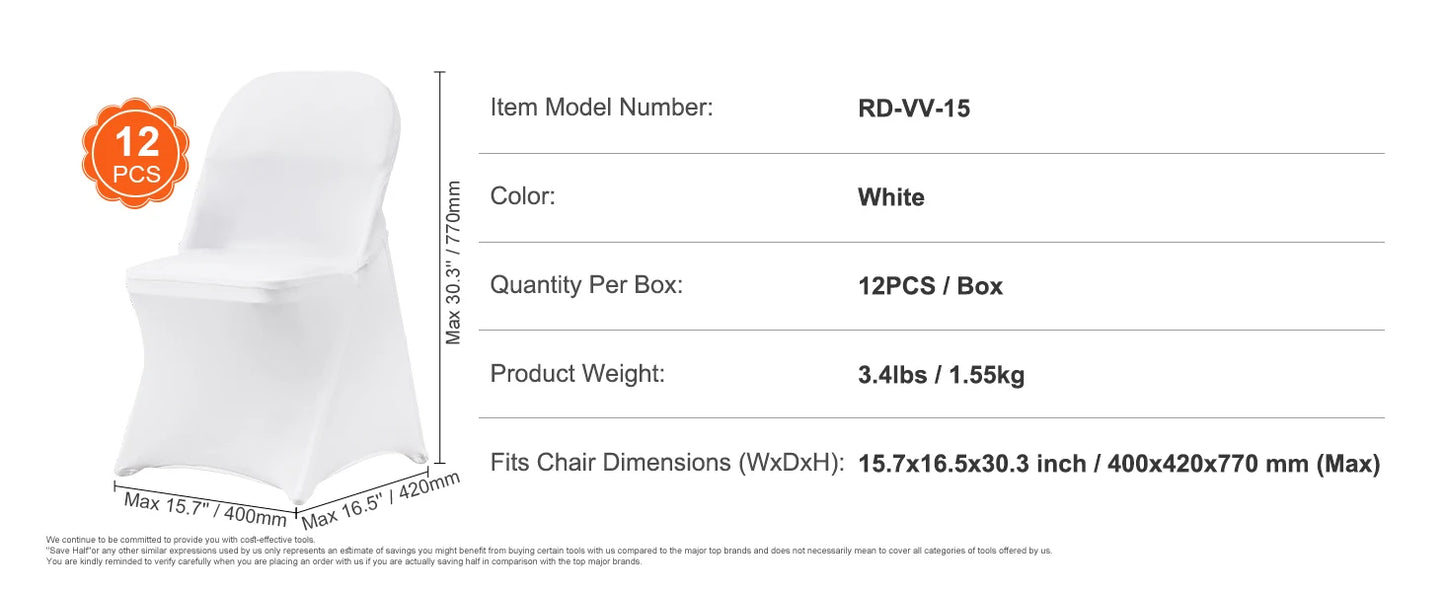 SucceBuy 12 30Pcs Wedding Chair Covers Spandex Stretch Slipcover for Restaurant Banquet Hotel Dining Party Universal Chair Cover