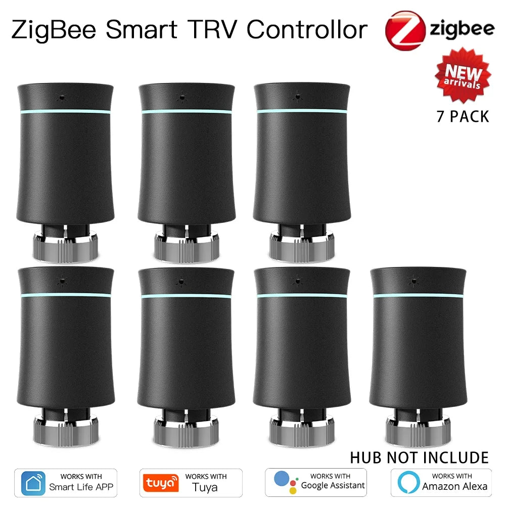 MOES ZigBee3.0 TRV New Radiator Actuator Valve Tuya Smart Programmable Thermostat Temperature Heater Alexa Voice Control
