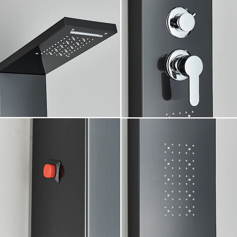 ULGKSD Bathroom Shower Panel LED Light Bathroom Faucet Hot&Cold Rainfall Mixer Tap Modern Bathroom Faucet Shower Column For Bath