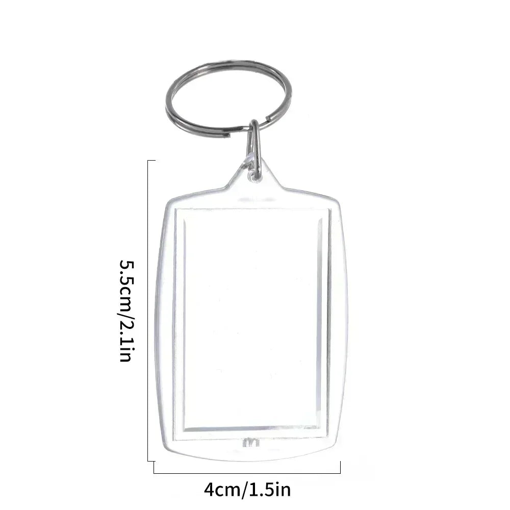 5/50pcs Transparent Rectangle Blank Clear Acrylic Insert Photo Picture Frame Keyring Keychain DIY Split Ring Key Chain 2035