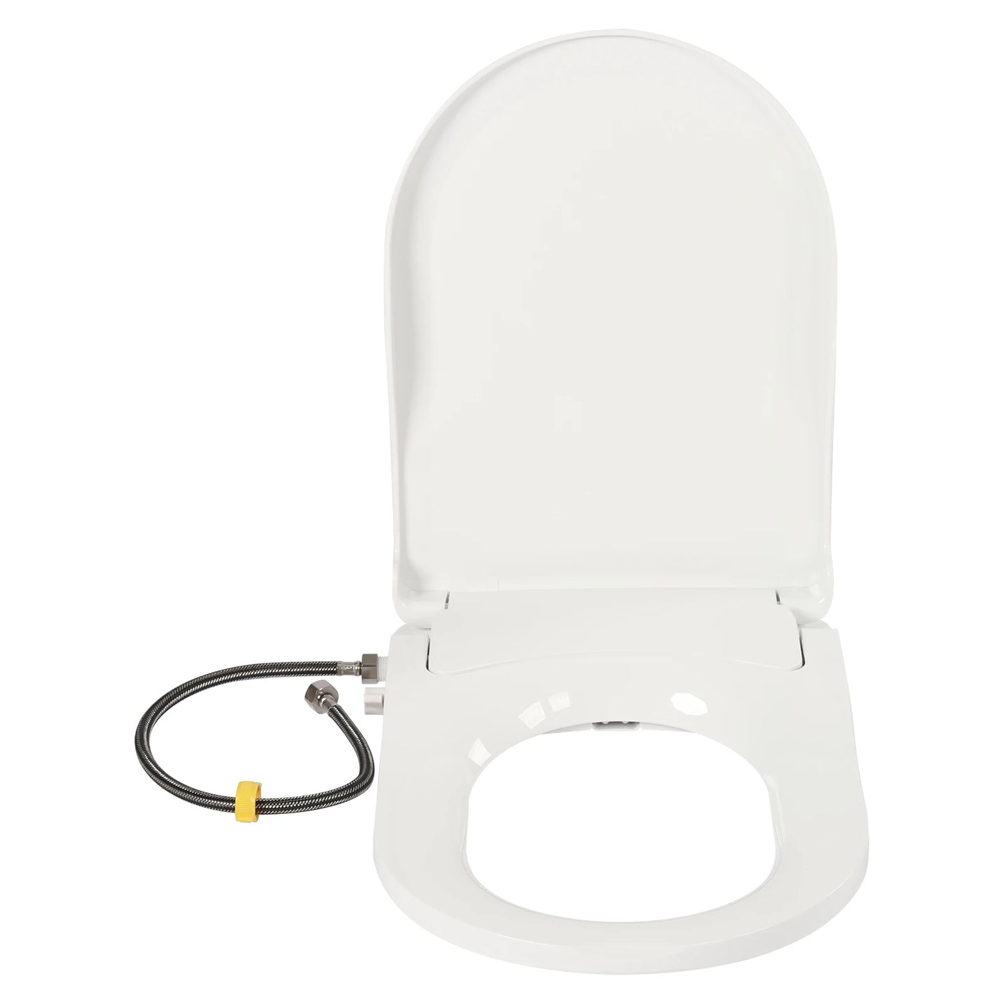 White D-Type PP Non-Electric Bidet Toilet Seat for Elongated Toilets Dual Nozzle System 48x35x7.8cm Bidet Seat