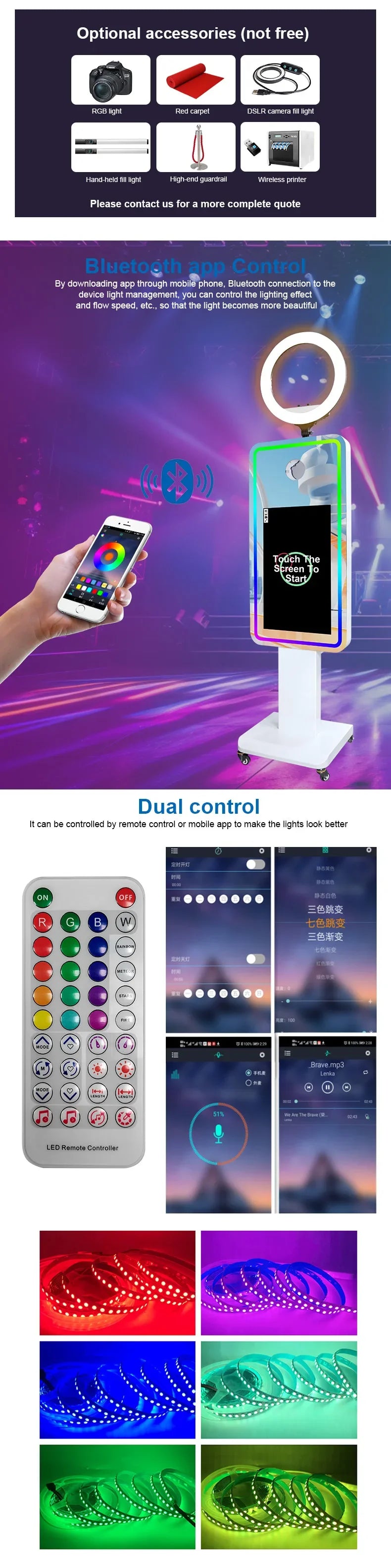 Portable Mirror Photo Booth Selfie Machine 21.5 in Touch Screen with Wheels and Flight Case for Party and Event