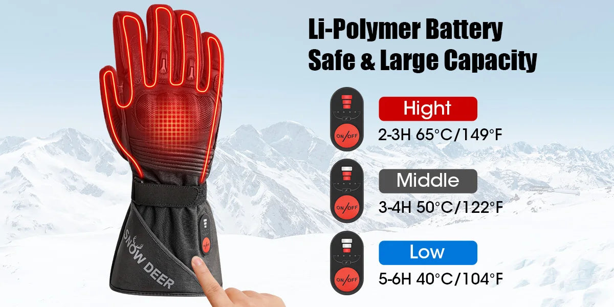 Motorcycle Heated Gloves Battery Powered Moto Guantes Winter Waterproof Riding Gloves Outdoor Keep Warm Guantes Para Moto