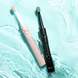 Fairywill Sonic Electric Toothbrush E11 Waterproof USB Charge With 8 Brush Replacement Heads Black and Pink Set for Couple