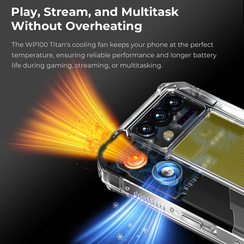 Oukitel WP100 Titan Rugged Phone 33000mAh 66W Charger 200MP Camera Built-in Projector Camping Light CellPhone, 36GB(12+24)+512GB