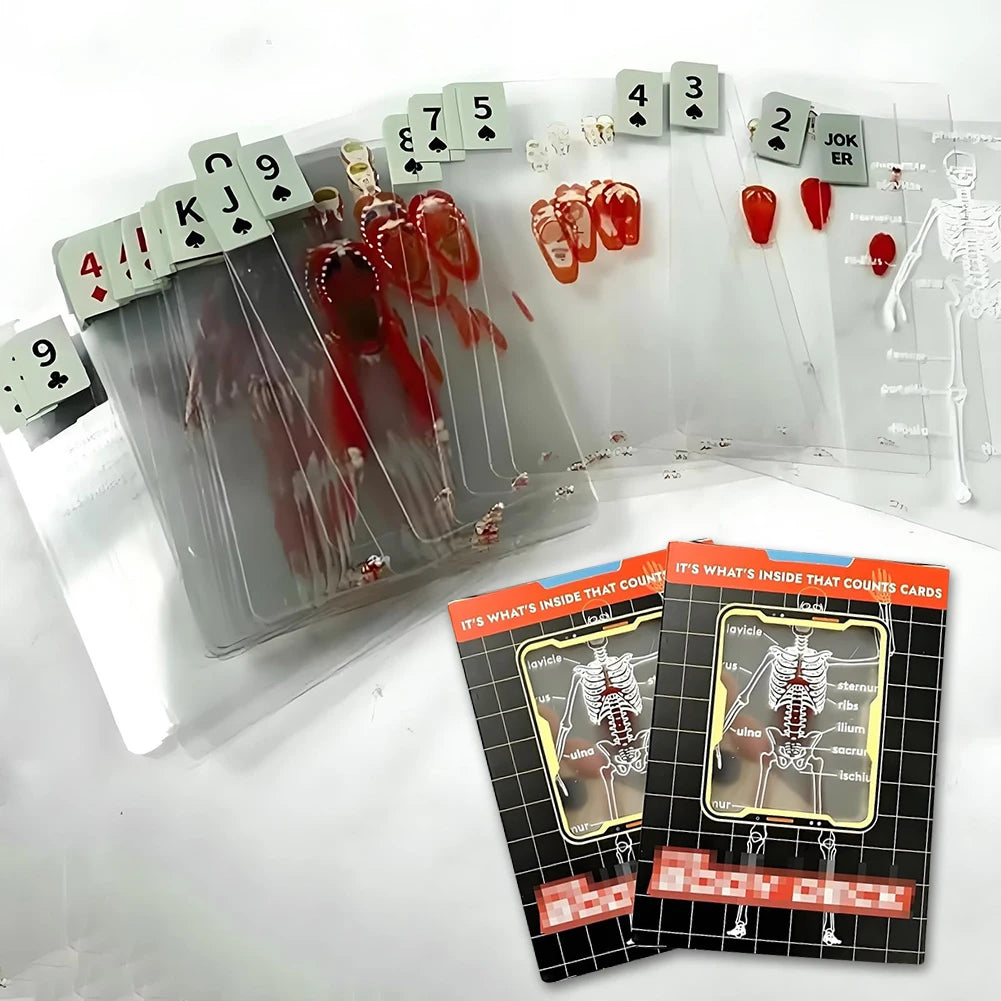 Funny Anatomy Poker Reusable Body Transparent Playing Cards Multi-Purpose Human Anatomy Playing Cards for Friend Gifts