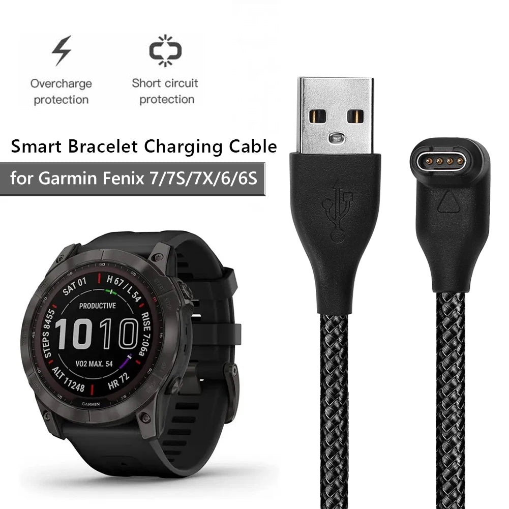 1m Charger Line Replacement Charging Cable Smart Watch Accessories Charging Line Data Transmission for Garmin Fenix 7/7S/7X/6/6S