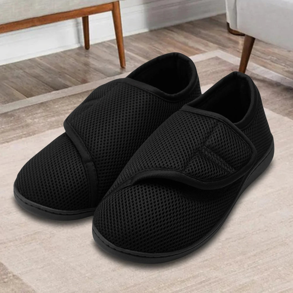 Unisex Diabetic Shoes Wide Walking Shoes Plush Lining Slip-On Orthopedic Shoes Hook and Loop Sneakers for Swollen Feet
