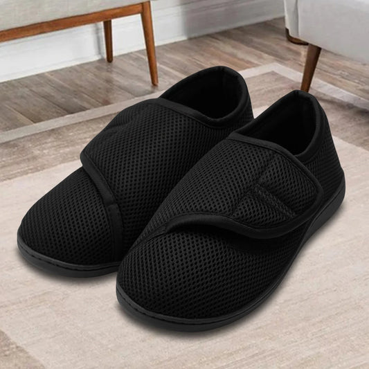 Unisex Diabetic Shoes Wide Walking Shoes Plush Lining Slip-On Orthopedic Shoes Hook and Loop Sneakers for Swollen Feet
