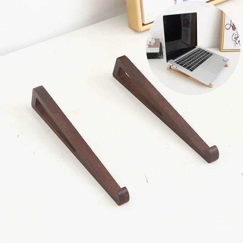 1pair Bamboo Laptop Stand Adjustable Desktop Riser Portable Computer Cooling Holder for Notebook Tablet Reading Desk Organizer