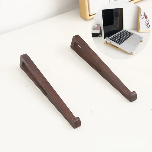 1pair Bamboo Laptop Stand Adjustable Desktop Riser Portable Computer Cooling Holder for Notebook Tablet Reading Desk Organizer