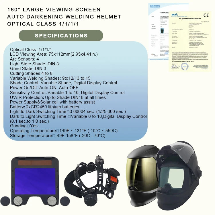 SAFEUP CE 1/1/1/1 Professional Welding Helmet Powered Air Purifying True Color Auto Darkening Welding Masks Dust Removal