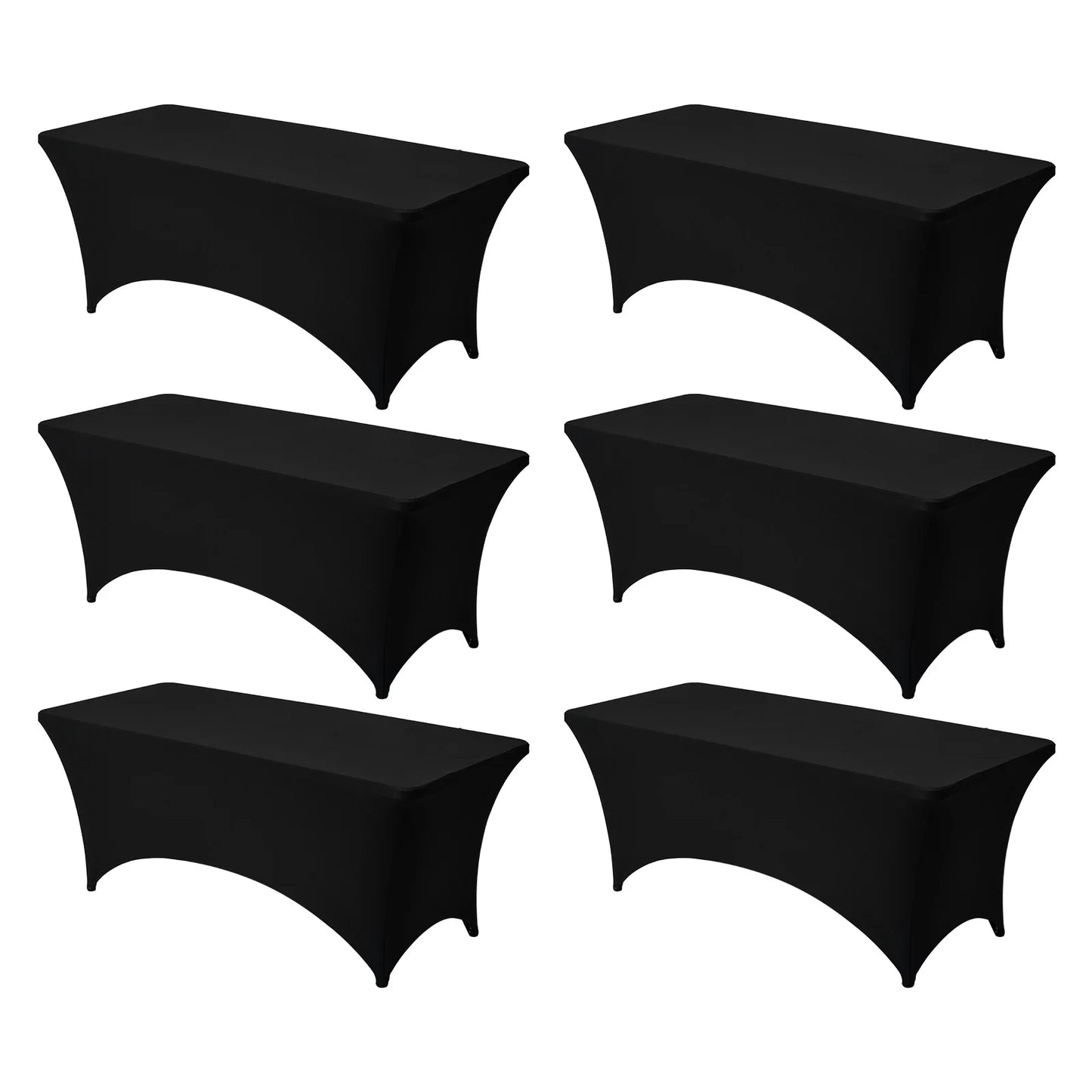 SucceBuy 3/6/10 Pack Table Cloth for Rectangular Fitted Events Wrinkle-Resistant Stretch Black Table Covers Washable Tablecloth