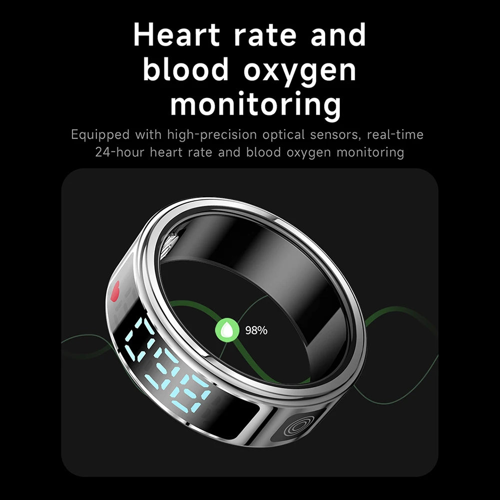 New RS08 Smart Ring Heart Rate Health Monitor 5ATM Waterproof Multi Sport Modes Blood Oxygen Tracker For Xiaomi Samsung Phone