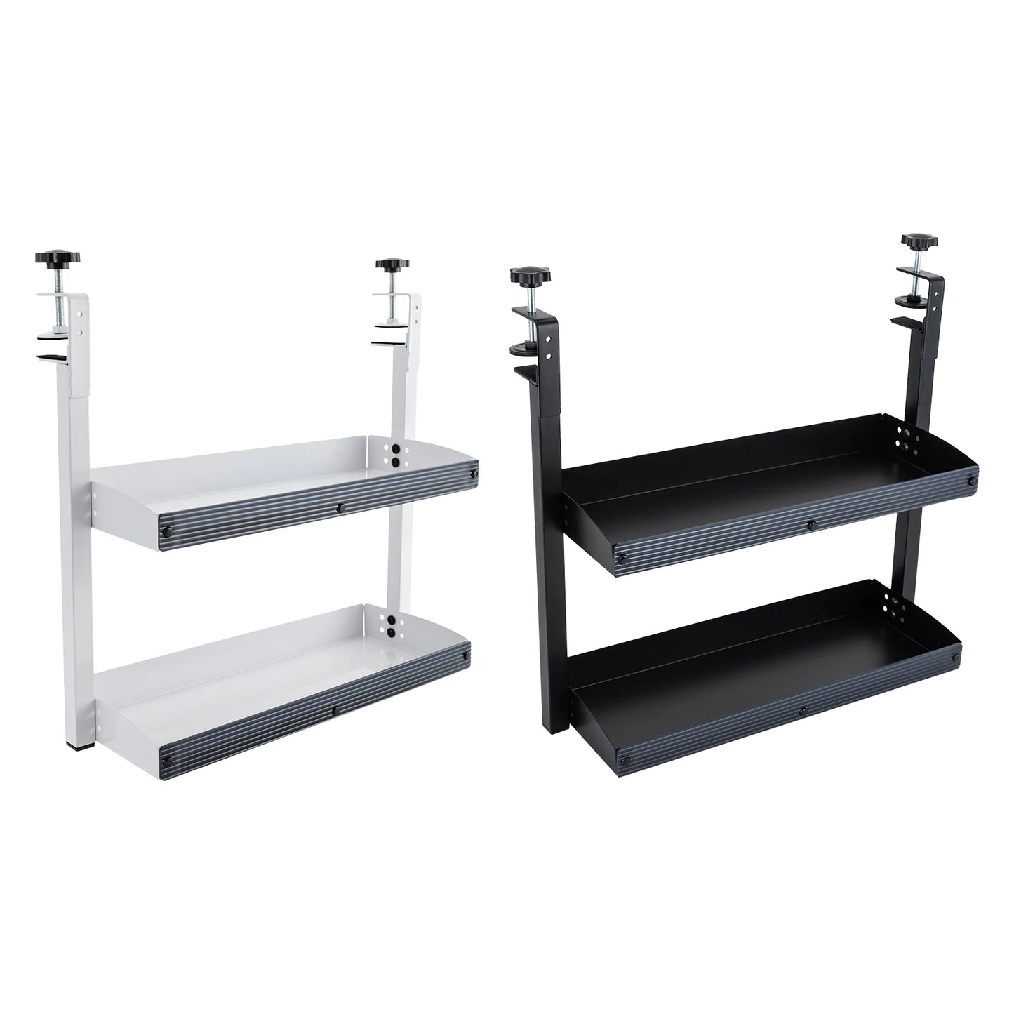 Adjustable 2-Tier Desk Shelf Clamp-On Storage Tray for Displaying Photos Decorations Clip-On Desk Organizer Shelf
