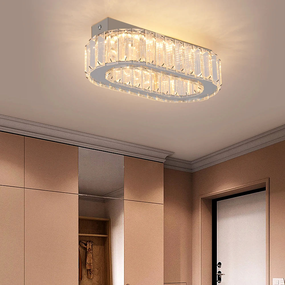 Modern Pendant Light Luxury Crystal Oval Design Led Chandelier Ceiling Lamp Nordic Hanging Fixture Living Bedroom Hotel Lustres