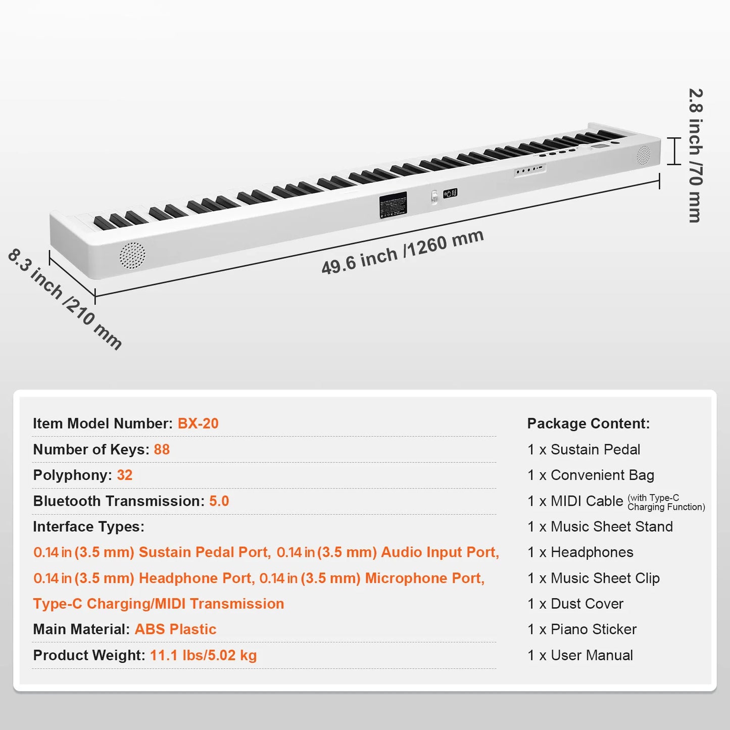 SucceBuy 61 or 88 Key Folding Keyboard Piano Bluetooth & MIDI  Electronic Digital Foldable Piano Rechargeable for Beginners Use
